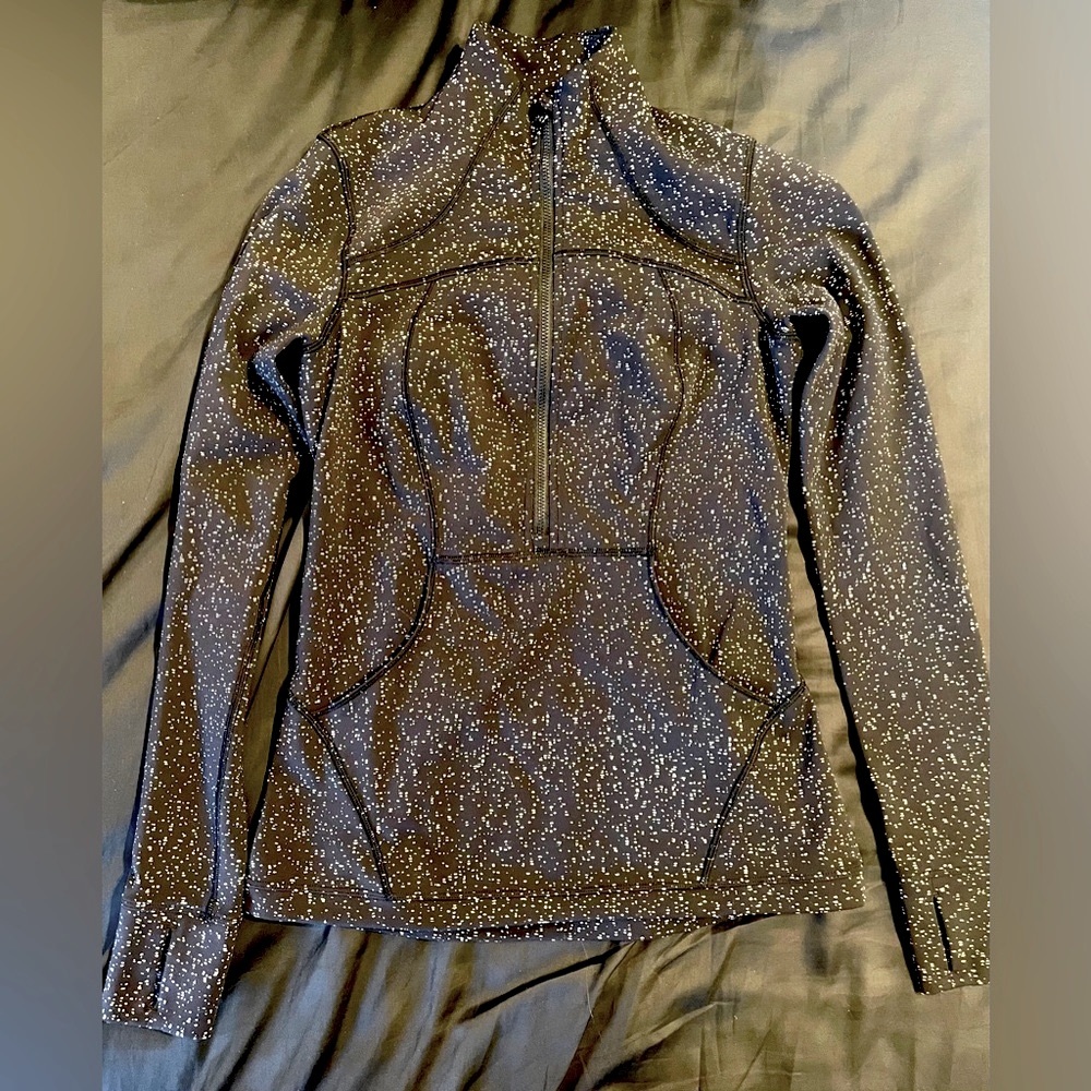lululemon athletica Black Long Sleeve Half-Zip Pullover with White Speckle